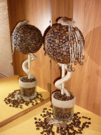 Håndverk fra kaffebønner: Bonsai tre og kaffe foss