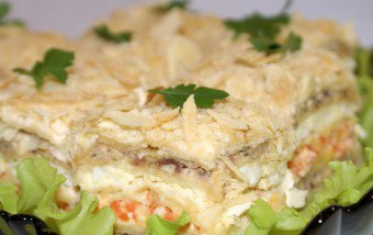 Salata Napoleon din prăjituri cu umpluturi diferite: cele mai bune rețete